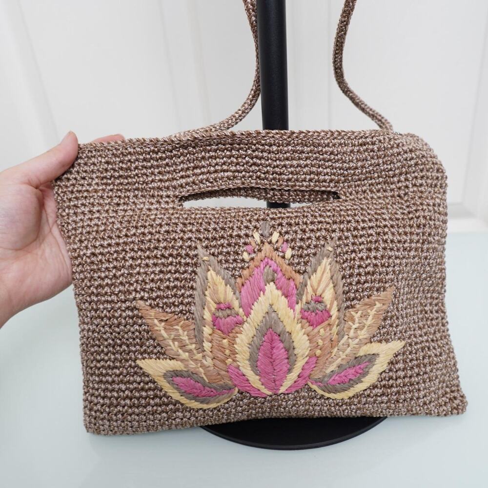 The Sak Crocheted Lotus Embroidered Shoulder Bag